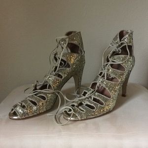 Jeffery Campbell Lace Up Glitter Heels
